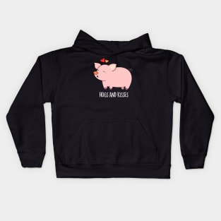 Hogs And Kisses Cute Pig Pun Kids Hoodie